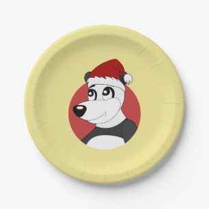 Christmas cartoon with cute panda bear paper plate