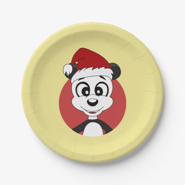 Christmas cartoon with cute panda bear paper plate (Front)