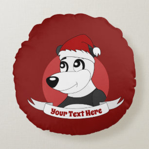 Christmas cartoon with cute panda bear round pillo cushion