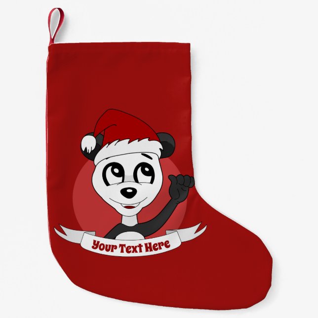 Christmas cartoon with cute panda bear small chris small christmas stocking (Front)