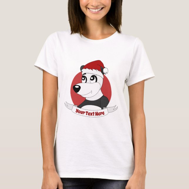 Christmas cartoon with cute panda bear T-Shirt (Front)