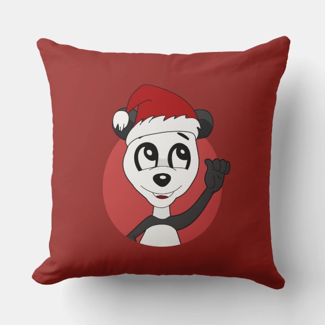 Christmas cartoon with cute panda bear throw pillo cushion (Front)