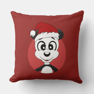 Christmas cartoon with cute panda bear throw pillo cushion