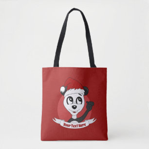 Christmas cartoon with cute panda bear tote bag