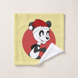 Christmas cartoon with cute panda bear wash cloth