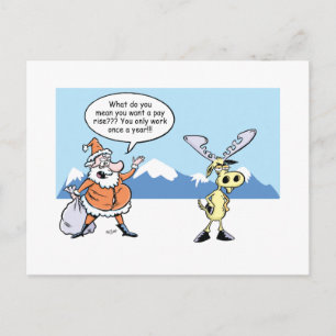Christmas Cartoons Santa and the striking Reindeer Holiday Postcard