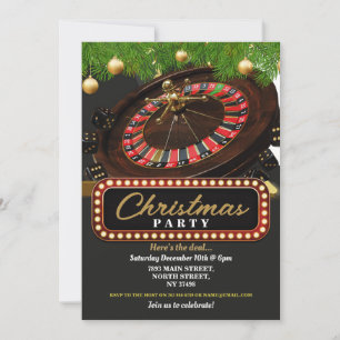 Christmas Casino Party Festive Black Jack Invitation