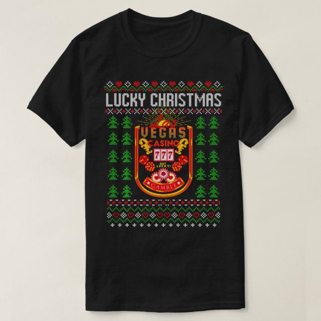 Christmas Casino Poker Gambling Las Vegas Ugly Xma T-Shirt (Design Front)