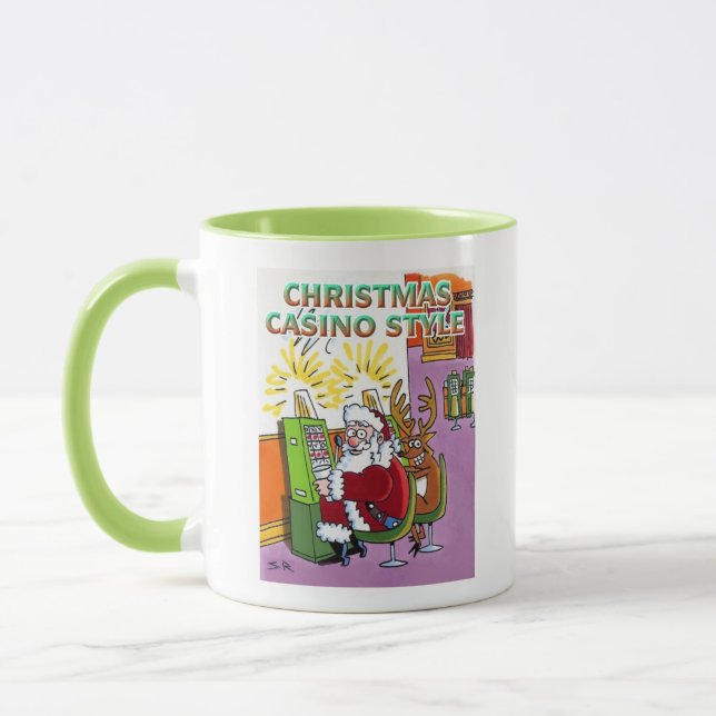 Christmas Casino Style green combo mug (Left)