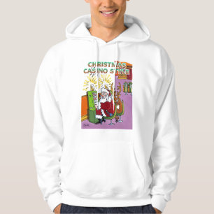 Christmas Casino Style white hooded sweatshirt