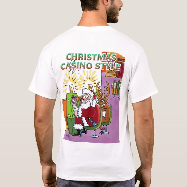 Christmas Casino Style white T-shirt back (Back)