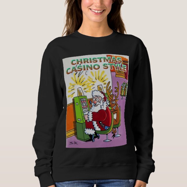 Christmas Casino Style women black sweatshirt (Front)