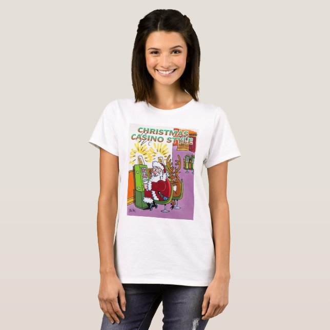 Christmas Casino Style women white T-shirt (Front Full)