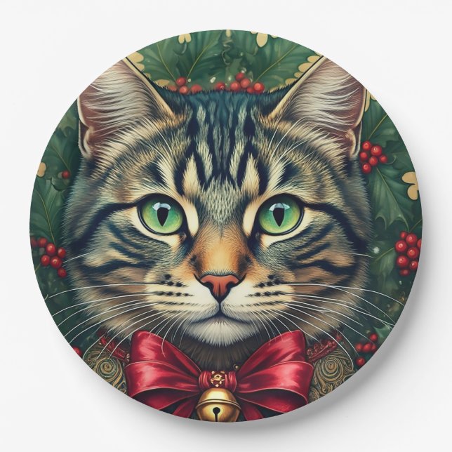Christmas Cat 2024 Paper Plate (Front)