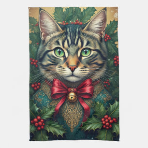 Christmas Cat 2024 Tea Towel