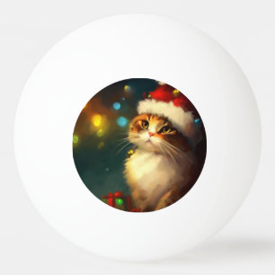 Christmas Cat (3) Ping Pong Ball