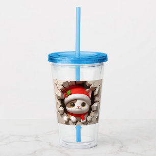 Christmas Cat 3D Acrylic Tumbler