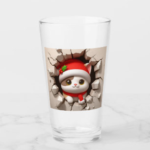 Christmas Cat 3D Glass