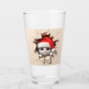 Christmas Cat 3D Glass