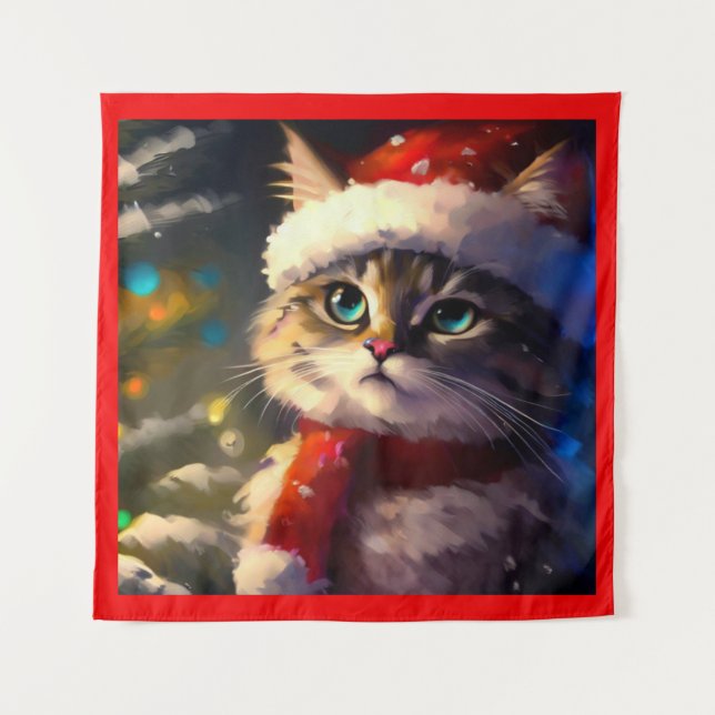 Christmas Cat 5 Tapestry (Front)
