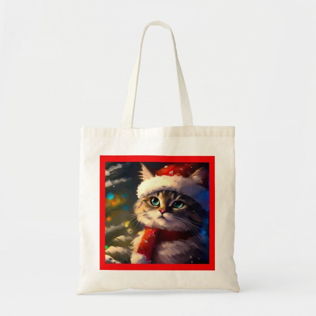Christmas Cat 5 Tote Bag (Front)