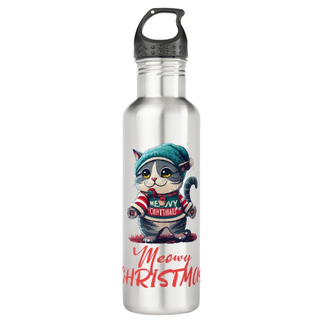 Christmas Cat  710 Ml Water Bottle (Front)