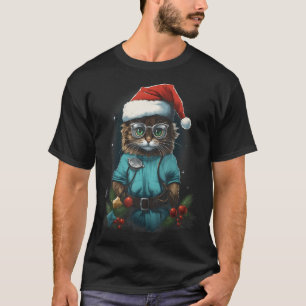 Christmas Cat Anaesthesiologist Funny Cat Medical T-Shirt