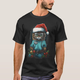 Christmas Cat Anaesthesiologist Funny Cat Medical T-Shirt