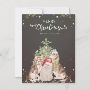 Christmas Cat and Dogs Cute Christmas Card