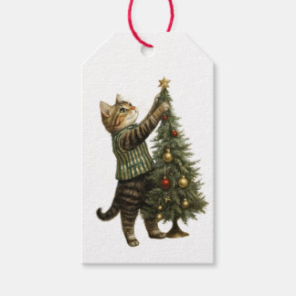 CHRISTMAS CAT AND TREE GIFT TAG