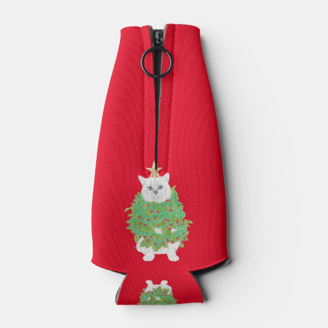 CHRISTMAS CAT BOTTLE COOLER (Back)