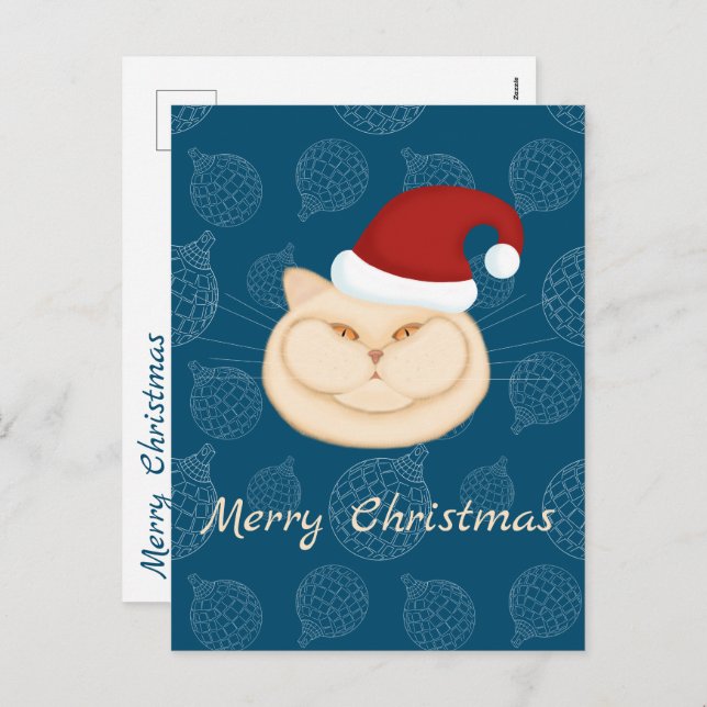 Christmas cat. British cat. Santa cat.  Holiday Postcard (Front/Back)