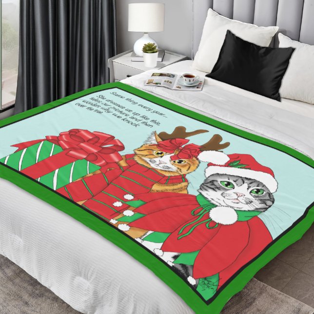 Christmas Cat Buddies Fleece Blanket (Creator Uploaded)
