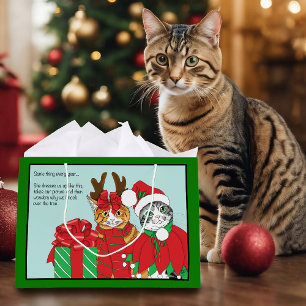 Christmas Cat Buddies Large Gift Bag
