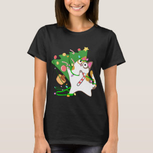 Christmas Cat Calico knock over xmas tree kitty cu T-Shirt