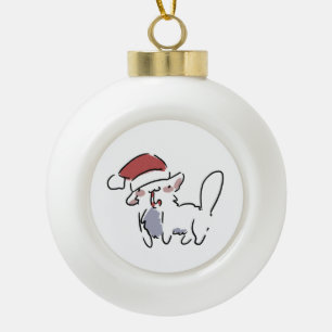 Christmas Cat Ceramic Ball Christmas Ornament