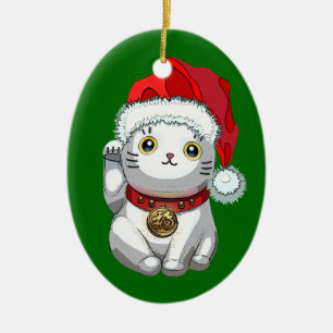 Christmas Cat Ceramic Tree Decoration