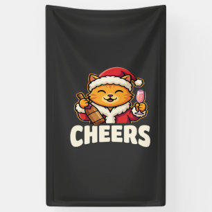 Christmas Cat Cheers Holiday Drinking Banner