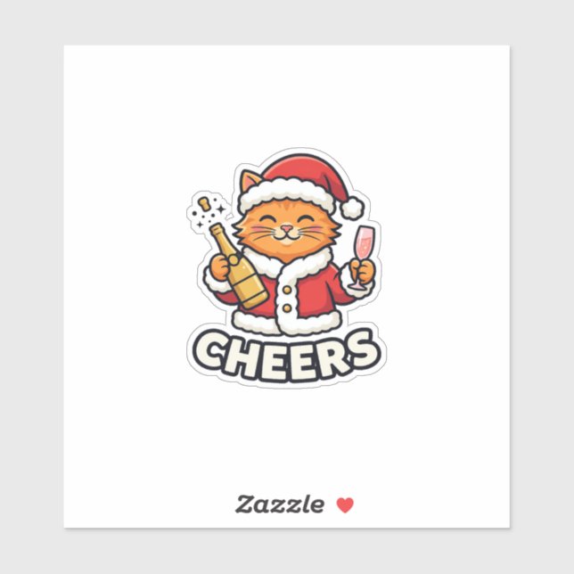 Christmas Cat Cheers Vector Design (Sheet)