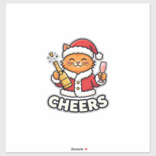 Christmas Cat Cheers Vector Design