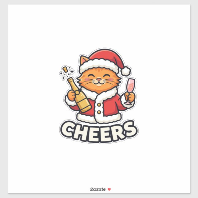 Christmas Cat Cheers Vector Design (Sheet)