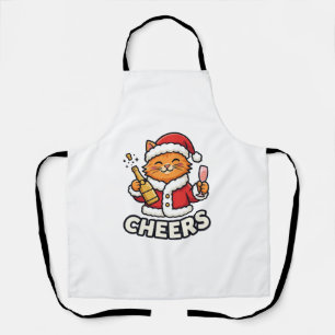 Christmas Cat Cheers Vector Design Apron