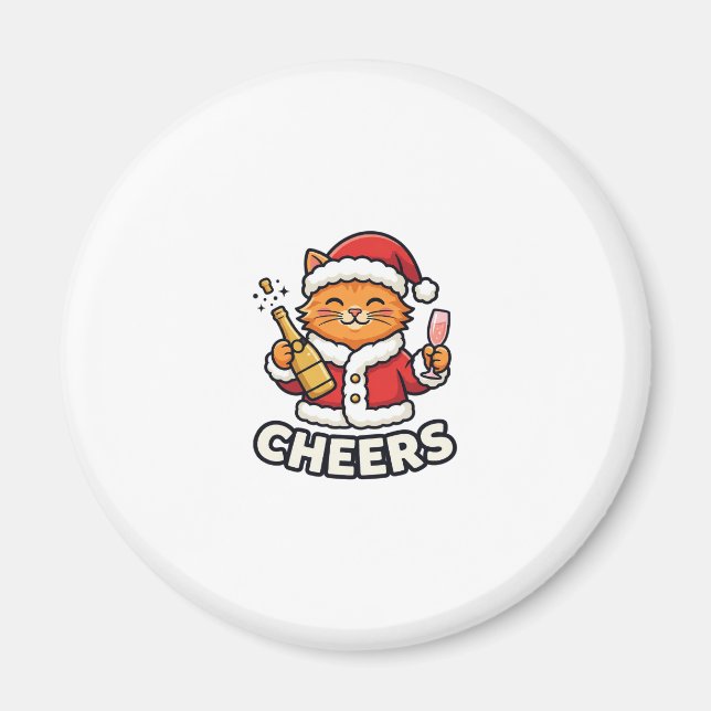 Christmas Cat Cheers Vector Design Magnet (Front)