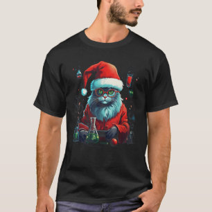 Christmas Cat Chemistry Science Xmas Holiday Funny T-Shirt