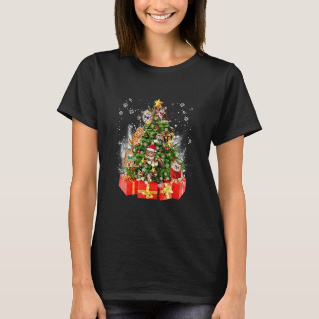 Christmas Cat Christmas Tree Cat T-Shirt (Front)
