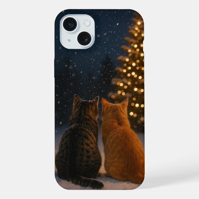 Christmas Cat Couple iPhone Case 15 Plus (Back)