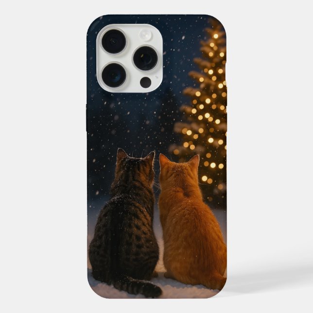Christmas Cat Couple iPhone Case 15 Pro Max (Back)