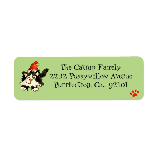 Christmas Cat Custom Return Address Labels (Front)