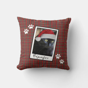 Christmas Cat!  Customise w/ Pet Photo & Name Cushion