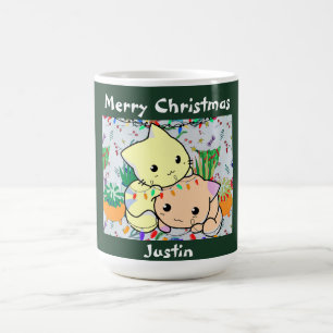 christmas cat cute, customise personalised text  coffee mug